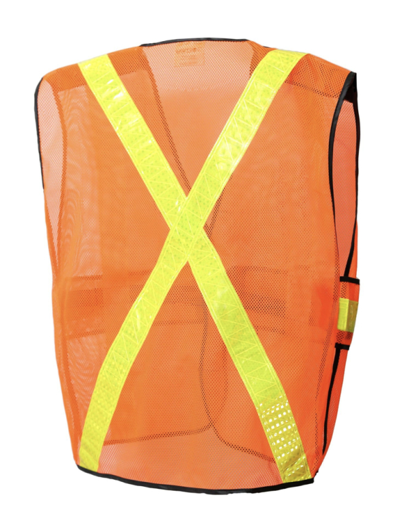 Jackfield Fluorescent Orange Mesh Safety Vest ~ 5-Point Velcro Tear Away Safety Design